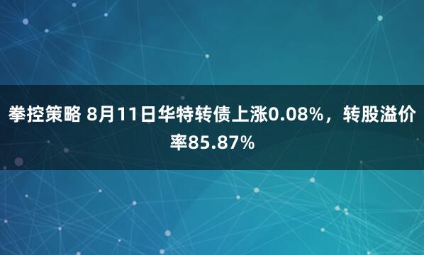 拳控策略 8月11日华特转债上涨0.08%，转股溢价率85.87%
